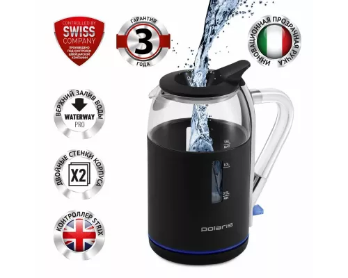 Чайник Polaris PWK 1563CGL черный/прозрачный