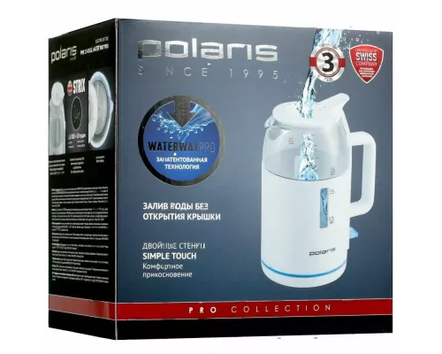 Чайник Polaris PWK1545CGL Water Way Pro белый