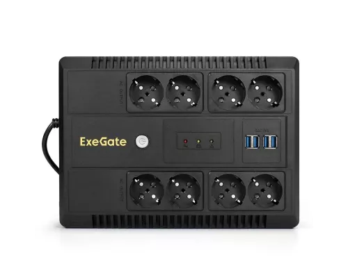 ИБП ExeGate NEO NNB-1000.LED.AVR.8SH.CH <1000VA/650W, LED, AVR, 8*Schuko, 4*USB-порта для зарядки, Black>