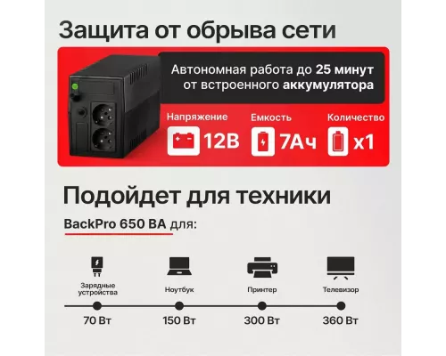 ИБП UPS POWERMAN Back Pro 650, line-interactive