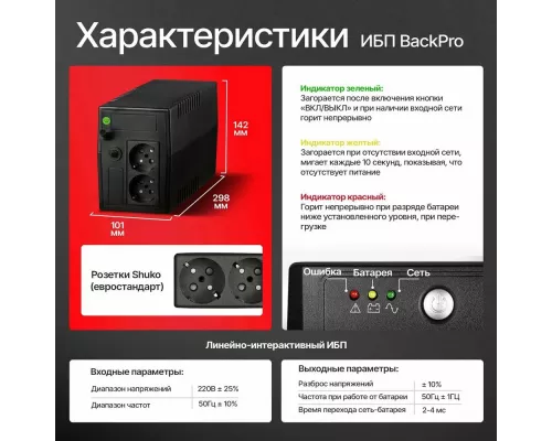 ИБП UPS POWERMAN Back Pro 650, line-interactive