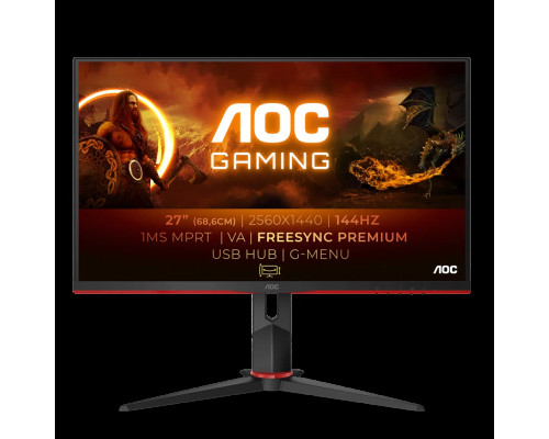 Монитор AOC 27" Q27G2U черный/красный VA LED 1ms 16:9 HDMI матовая HAS Piv 3000:1 250cd 178гр/178гр 2560x1440 DP 2K USB 4.43кг