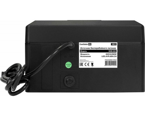 ИБП ExeGate NEO NNB-650.LED.AVR.8SH.CH <650VA/390W, LED, AVR, 8*Schuko, 4*USB-порта для зарядки, Black> ИБП ExeGate NEO NNB-650.LED.AVR.8SH.CH <650VA/390W, LED, AVR, 8*Schuko, 4*USB-порта для зарядки, Black>