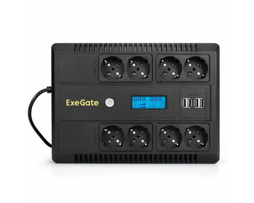 ИБП ExeGate NEO Smart LHB-800.LCD.AVR.8SH.CH.USB <800VA/480W, LCD, AVR, 8*Schuko, USB, 4*USB-порта для зарядки, Black>