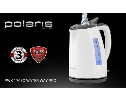 Чайник POLARIS PWK1708C Water Way Pro, Белый/Серый