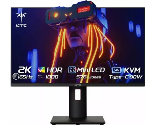 Монитор 27"; KTC M27T20 Black (HVA, 2560x1440, HDMI+HDMI+DP+Type C 90W, USB 3.0 (1 in/2 out), 1 ms, 178°/178°, 350 cd/m, 4000:1, 165Hz, FreeSync/G-Sync, Pivot, HDR1000, MM)