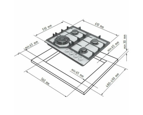 Газовая варочная поверхность Darina ER4 BGC 341 08 Bg бежевый