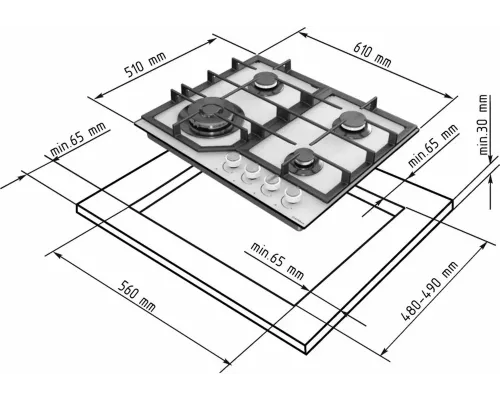 Варочная поверхность DARINA ER4 BGM 341 12 W белый
